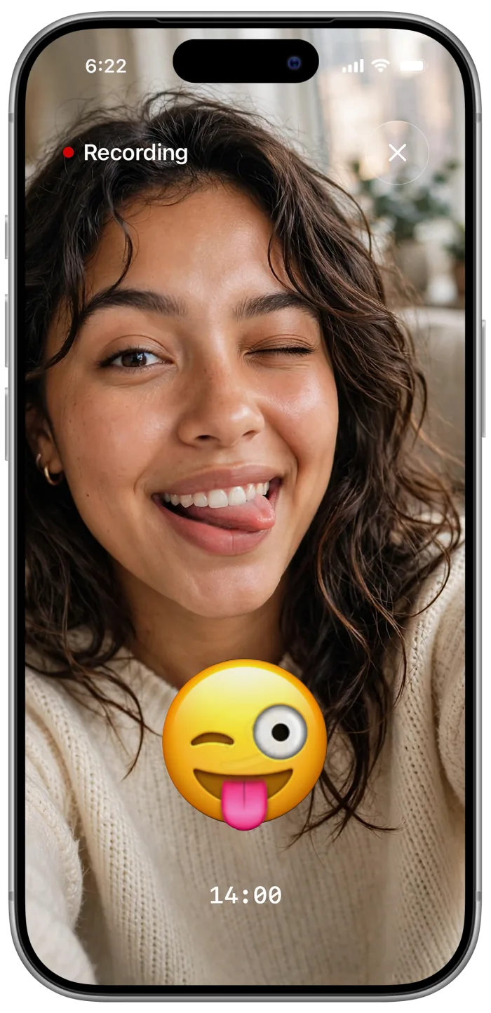 Woman winking with her tongue out, matching a winking-tongue-out emoji